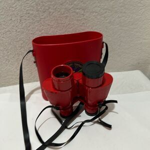 The Nature Company Red Binoculars Kids for Nature Science Birds & Case Italy G5